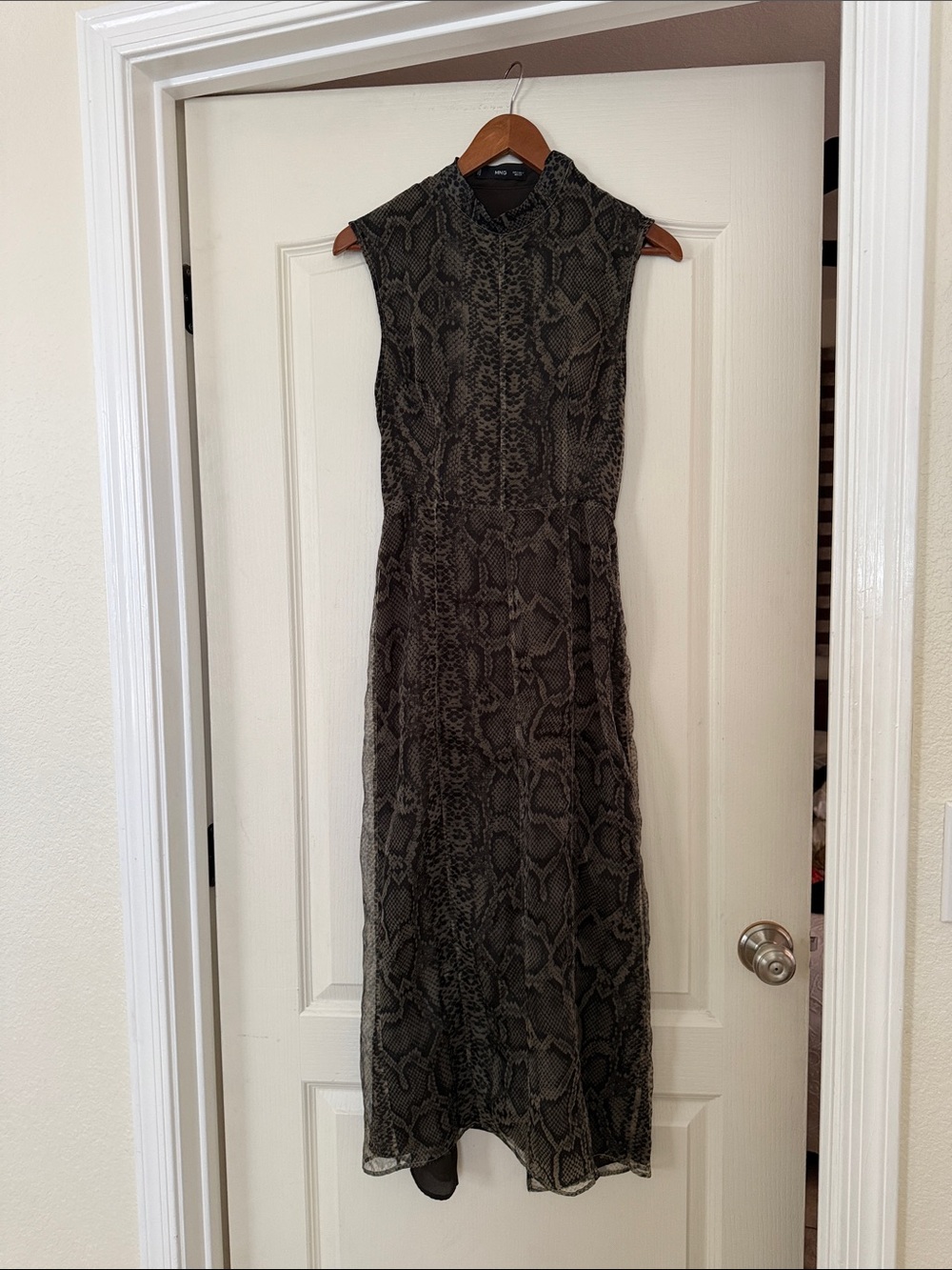 Mango Snake-Print Sleeveless Maxi Dress OPEN-BACK ORGANZA DRESS